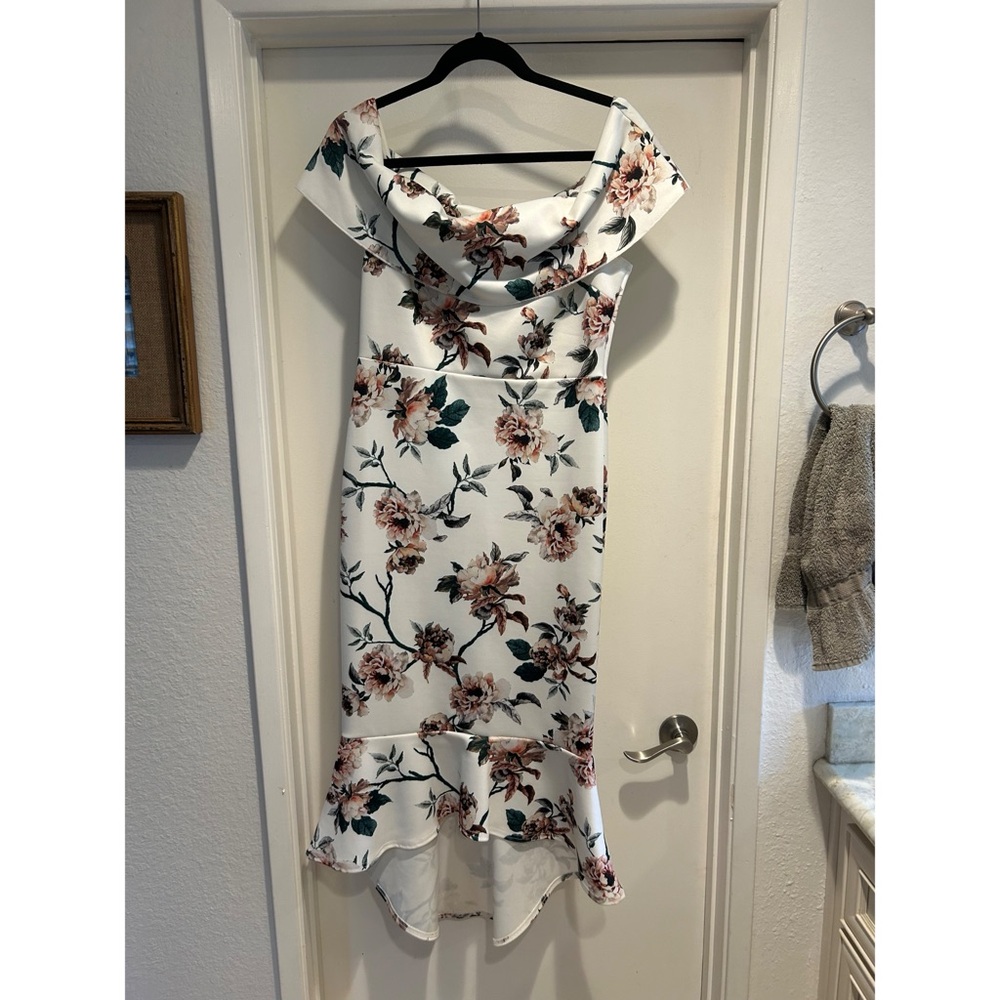 Off the Shoulder Peplum Floral Dress